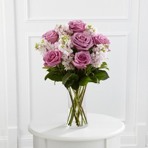Lavender Roses with Pinks in a Vase