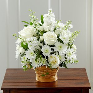 White Mixed Flower Basket