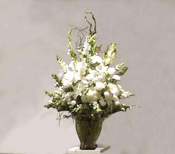 White Flower Mix Grecian Vase